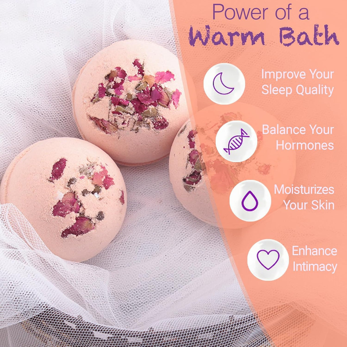 Bath Bombs for Women Spa Gift Set with Rose Essential Oils Sea Salt Relaxing Birthday Gift for Her Bubble Bath Skincare
