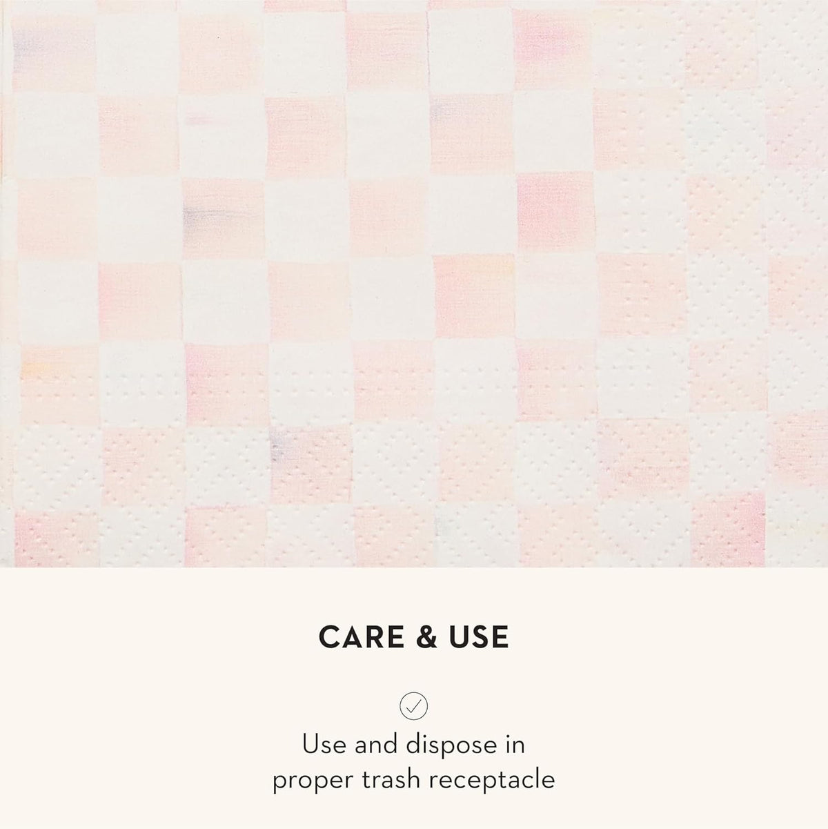 MACKENZIE-CHILDS Cocktail Paper Napkins, Stylish Paper Cocktail Napkins for Parties and More, Pink-and-White Rosy Check