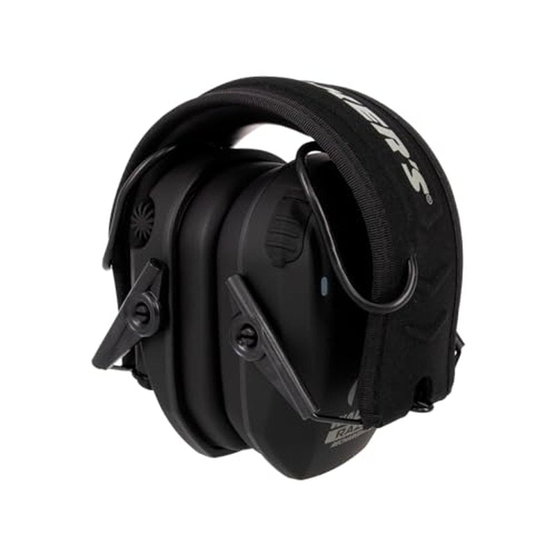 WALKER'S Razor Rechargeable Electronic Muff - HD Speakers 21dB NRR Compact Collapsible Hunting Shooting Hearing Protection Earmuffs, USB Charging Cable Included, Black