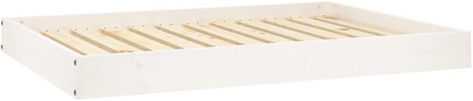 White Solid Pine Wood Elevated Dog Bed for Medium Dogs, 4-Piece Simple Design Pet Furniture with Cozy Spot and Durable Construction