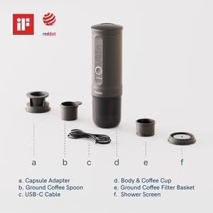OutIn Nano Portable Electric Espresso Machine, Travel Coffee Maker | Self-Heating USB-C Car Coffee Maker for Ground Coffee & NS Capsules, Ideal for Camping, RV, Hiking and Office, Pearl White
