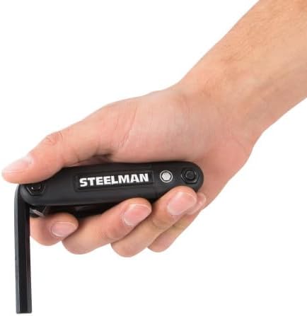 Steelman Portable Folding Hex Key Wrench Metric Multi-Tool, Set Includes 1.5, 2, 2.5, 3, 4, 5, 6, and 8mm Sizes, Chamfered Ends, Steel, Corrosion-Resistant Black Oxide Coating (Case of 6)