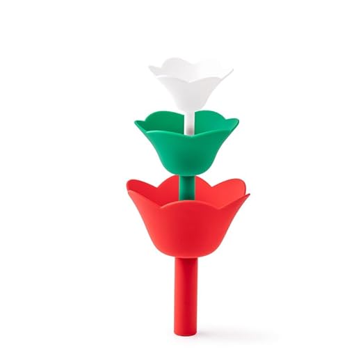Silicone Flower Kitchen Funnel Set, Red and Green, Collapsible Christmas Tree Design, 3-Piece for Liquid Transfer and Bottle Filling
