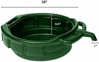 Funnel King 4-Gallon Oil, Coolant and Anti-Freeze Change Drain Pan, Car Container, Ideal For Automotive / Motorcycle, Drain Safely, 6 1/2" High by 18" Wide, Green - Made in USA
