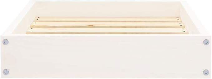 Small Dog Bed, Solid Pine Wood Elevated Pet Bed Frame, Rectangular Minimalist Raised Bed for Small Dogs, Indoor Pet Furniture, White