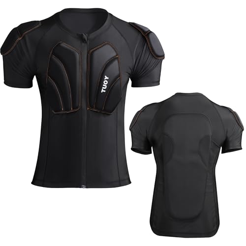 Dialudon Men's Snowboard Protective Padded Shirt for Back Spine Shoulder Chest Protector Ski Compression Impact Shirt for Ice Skating Skateboard