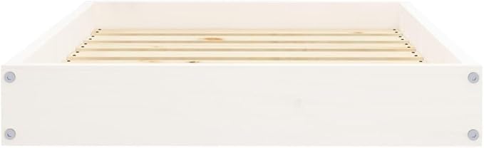 Solid Wood Pine Dog Bed, Solid Wood Pet Bed, Small Pet Furniture Cat & Dog Bed Frame, White 28.1"x21.3"x3.5",-551