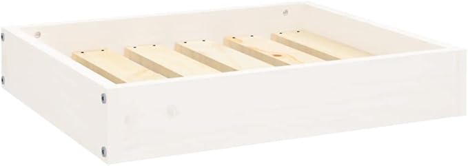 Small Dog Bed, Elevated Rectangular Pet Bed for Small Breeds, Solid Pine Wood Dog Sleeping Cot, Minimalist Indoor Pet Furniture, Durable White Wood Bed Frame