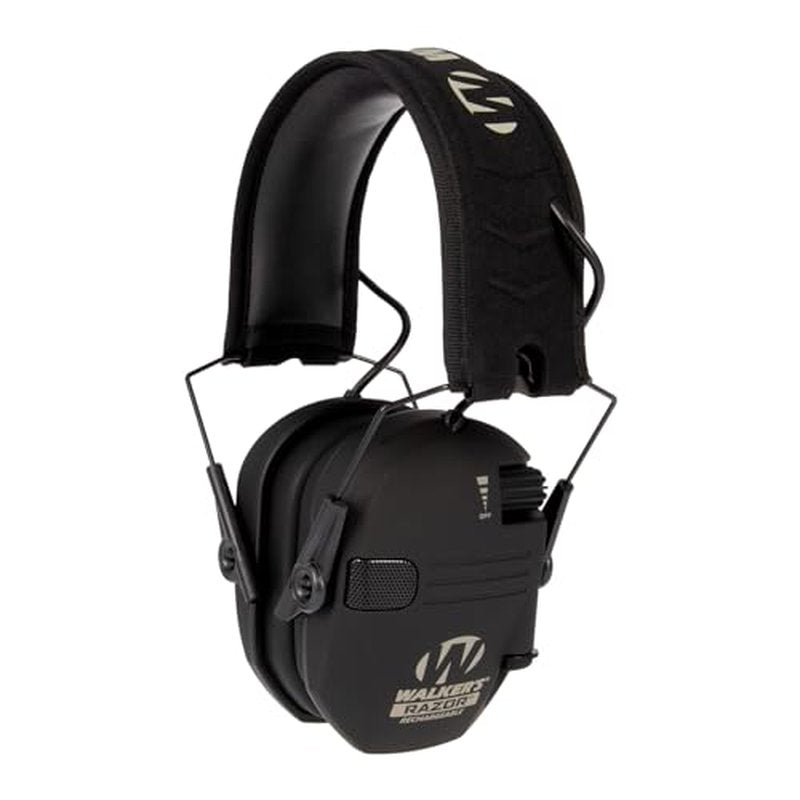 WALKER'S Razor Rechargeable Electronic Muff - HD Speakers 21dB NRR Compact Collapsible Hunting Shooting Hearing Protection Earmuffs, USB Charging Cable Included, Black