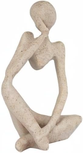Sandstone Resin Thinker Style Abstract Sculpture Statue Collectible Figurines Home Office Bookshelf Desktop Decor(Small Sandstone,Left)