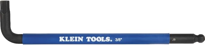 Klein Tools BLS9 9-Piece Extra-Long Hex Key Set, SAE Color-Coded L Style Ball-End Keys with Caddy, Heat-Treated, Sizes 7/64-Inch to 3/8-Inch