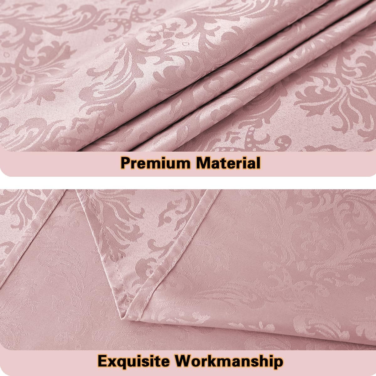Floral Jacquard Tablecloth Rectangle 52 x 70 Inch, Pink