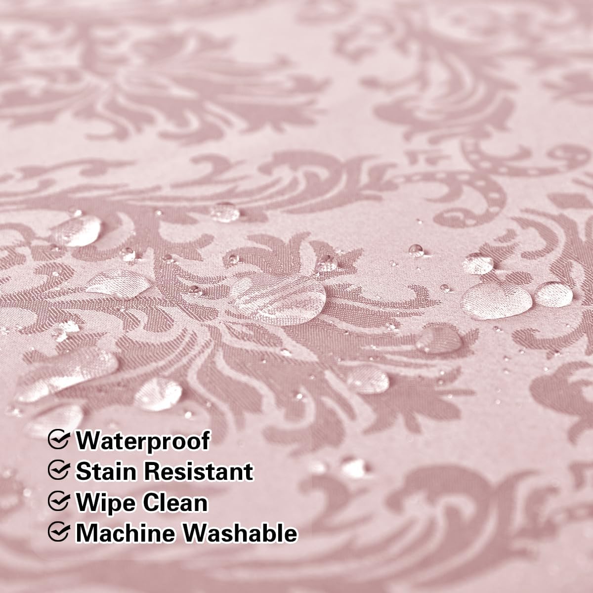 Floral Jacquard Tablecloth Rectangle 52 x 70 Inch, Pink