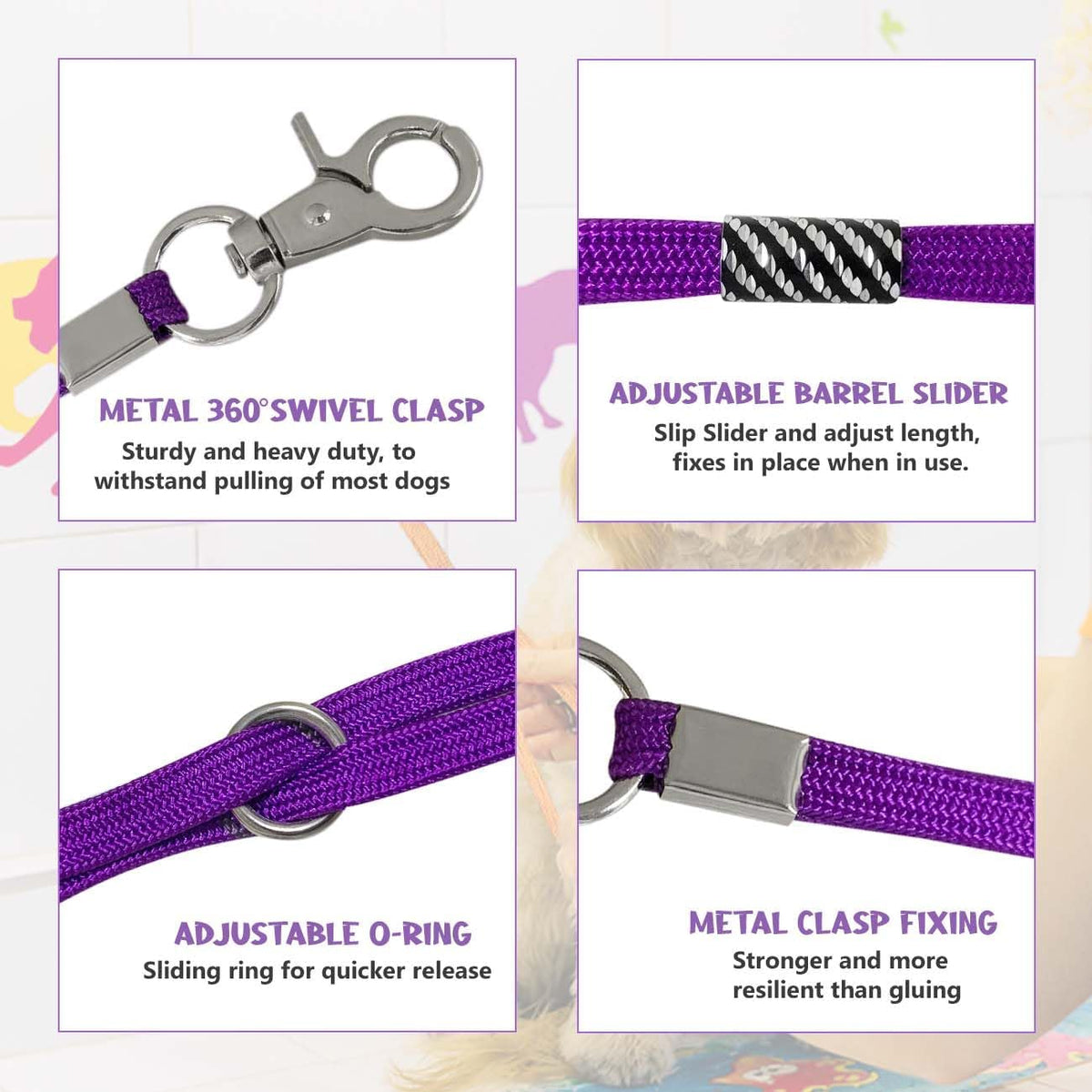 Pet Grooming Loop for Dogs - Nylon Restraint Noose Adjustable Slip Rope Dog Grooming Supplies for Dog Grooming Arm and Pet Grooming Table - 3 Pack