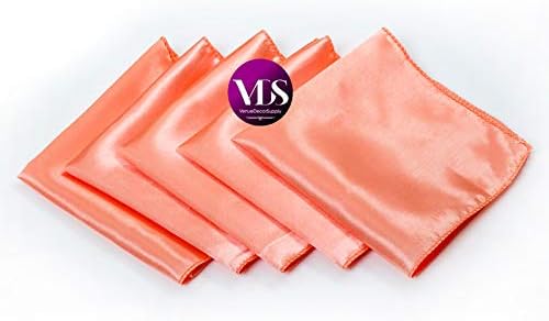 12 Pieces | Satin Napkins 20 x 20 Inch Square | Kitchen & Dinner Table Napkins Cloths Handkerchief for Restaurant Bistro Wedding Christmas Birthday Party Dinner Decoration (Peach)