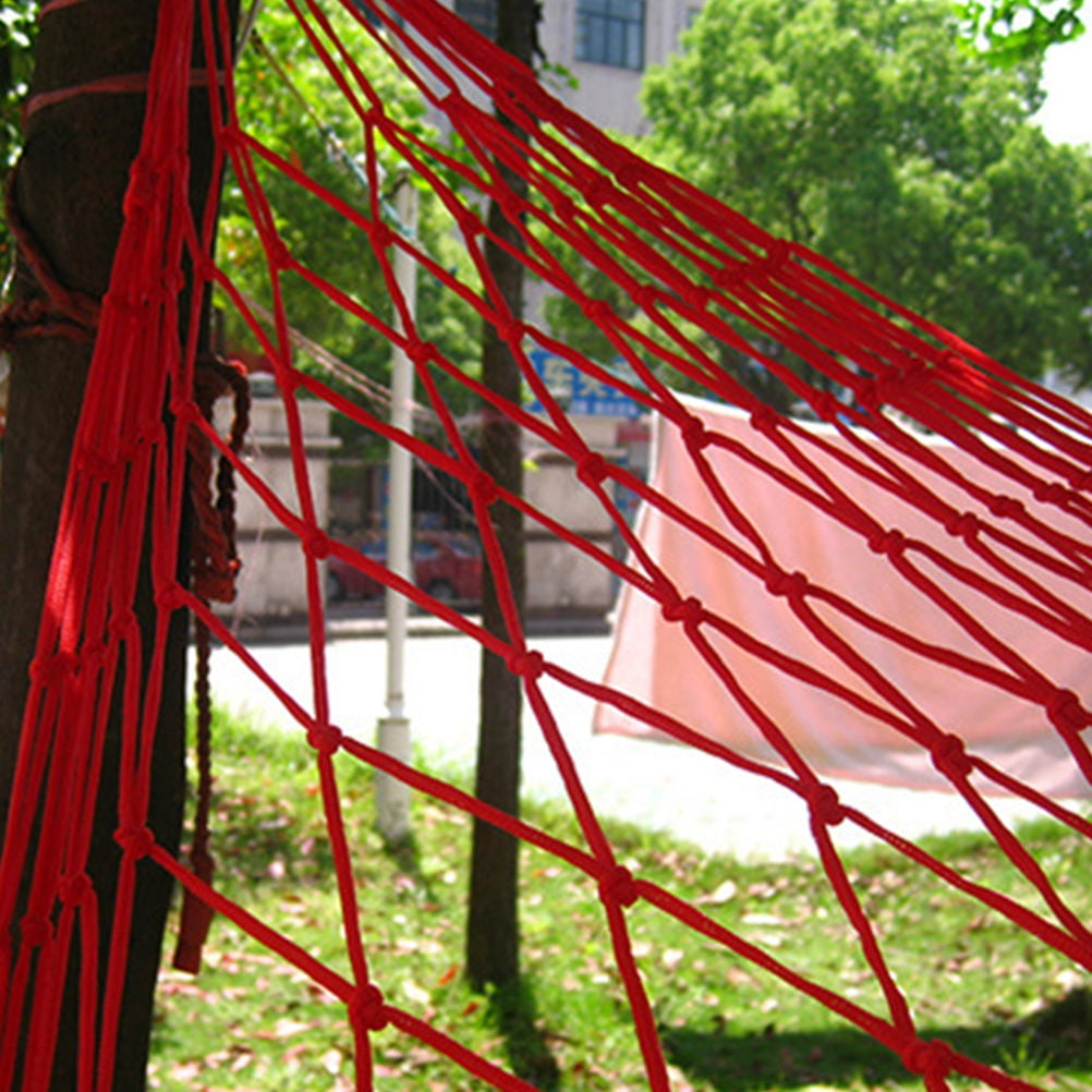 IBASETOY Camping Nylon Hammocks Swing Hammock Red Thickened Mesh 1Set