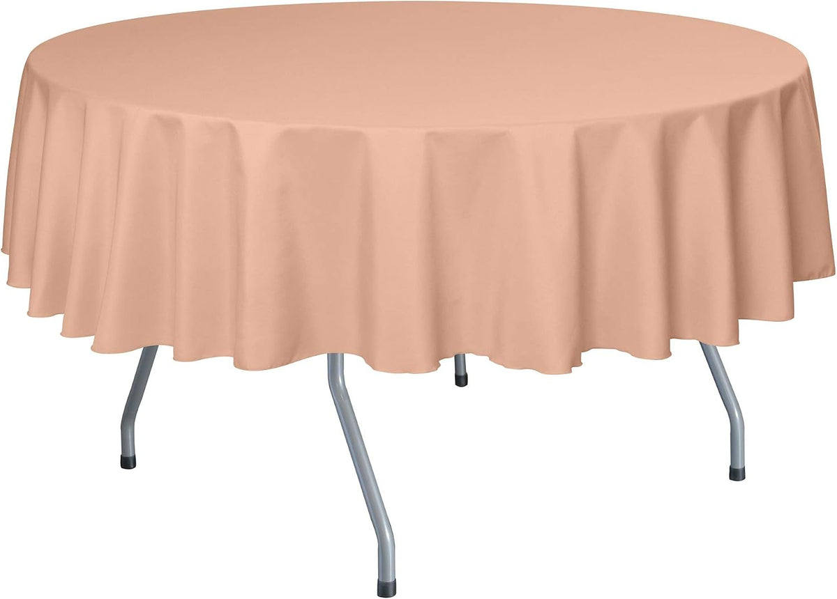 Fitted Polyester Linen Tablecloth, Peach