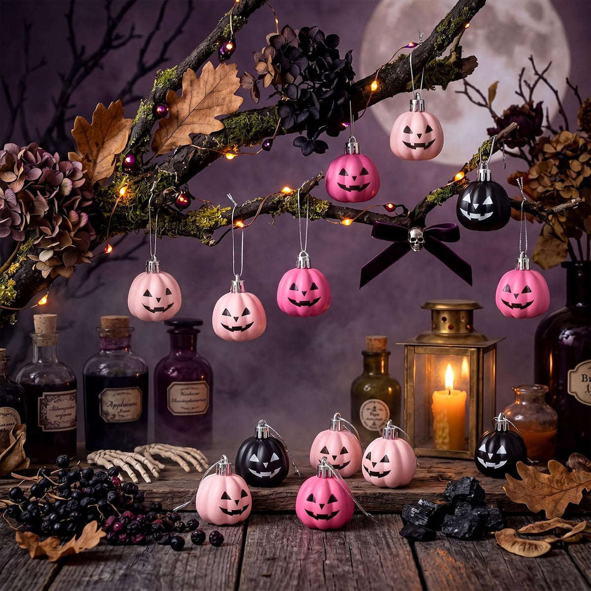 36 Pcs Pastel Halloween Pumpkin Ghost Hanging Ornaments Plastic