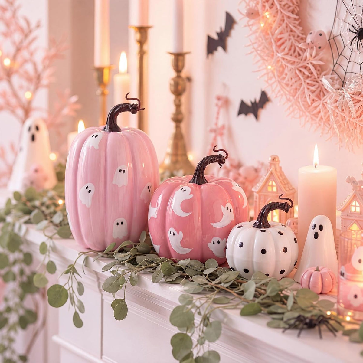 3 Pcs Pink Halloween Pumpkin Decoration Fall Artificial Foam Pumpkins