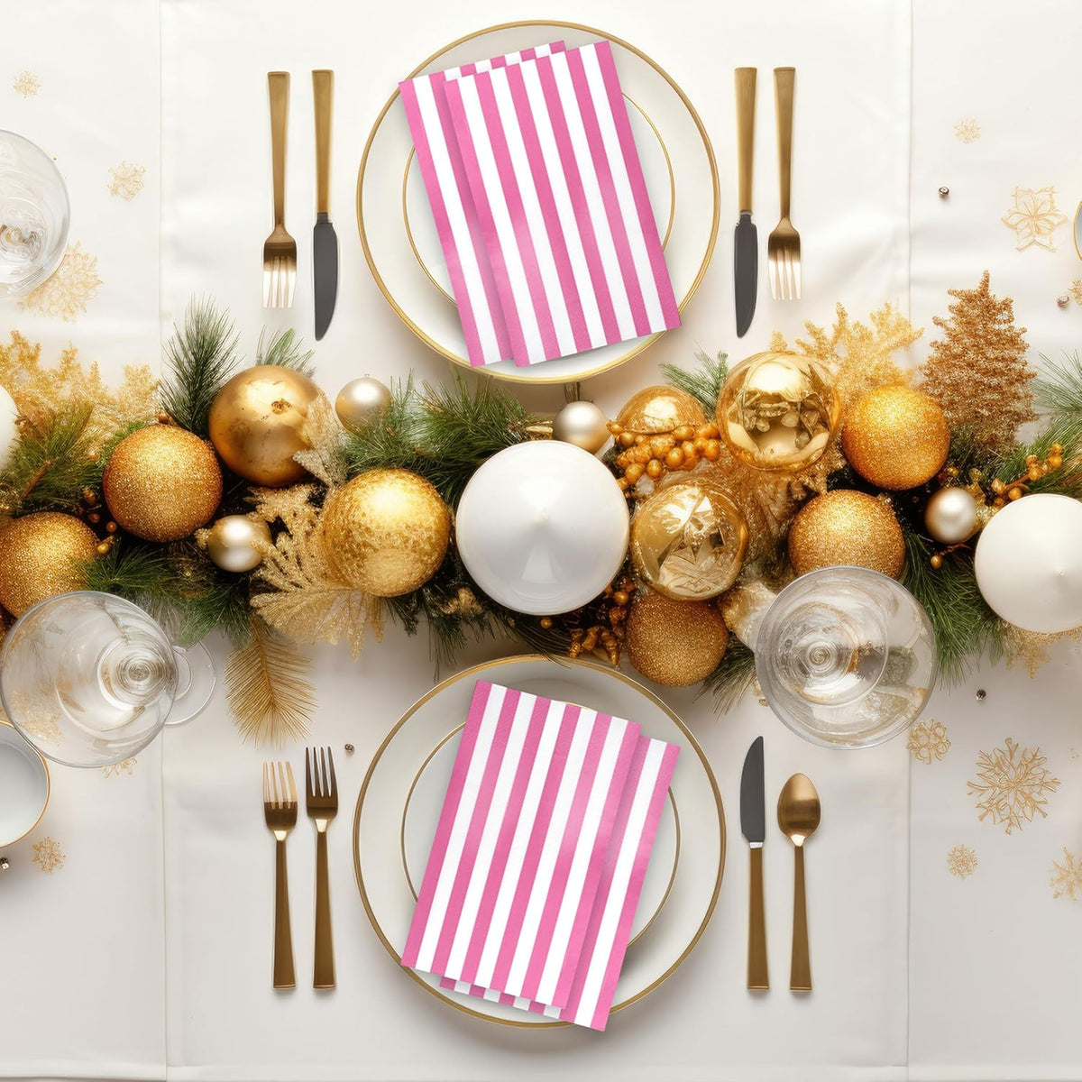 Gift Boutique 100 Hot Pink and White Stripe Guest Napkins Disposable Paper Hand Towels for Bathroom Wedding Baby Shower Holiday Party Decor