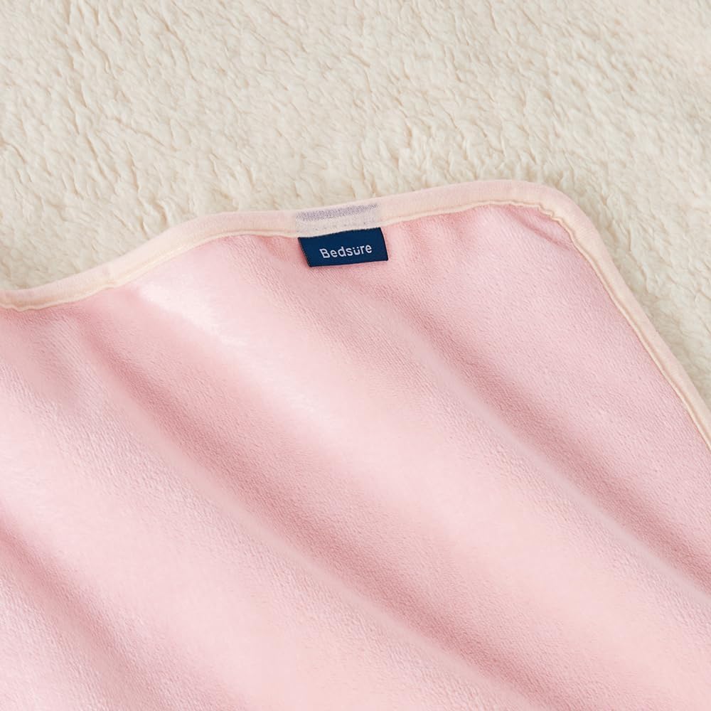 Bedsure Waterproof Dog Blankets for Extra Large Dogs - XL Cat Blanket Washable for Couch Protection, Sherpa Fleece Puppy Blanket, Soft Plush Reversible Throw Furniture Protector, 50"x60", Pink