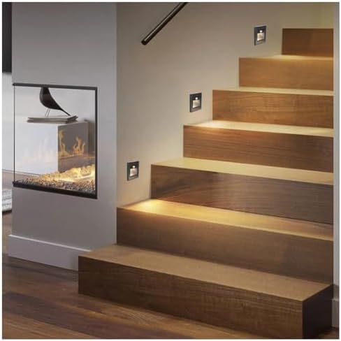 5Pcs 3W LED Motion Sensor Stair Lights, 3000K Warm White, Wall-Mounted Step Lamps, Silver Finish