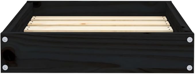 Solid Wood Pine Dog Bed, Solid Wood Pet Bed, Small Pet Furniture Cat & Dog Bed Frame, Black 20.3"x17.3"x3.5",-545