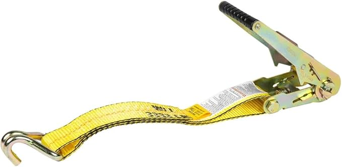 Mytee Products Ratchet Tie-Down Straps with Wire Hook, 2" x 30' Yellow Ratchet Strap | 10,000 Lbs Breaking Strength | Heavy Duty TieDown Ratchet Straps for Flatbed, Truck, Trailers Pickup