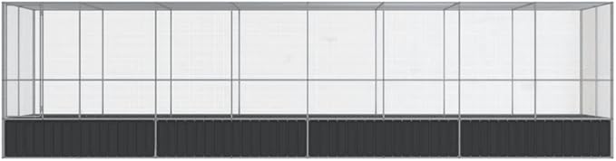 Large Metal Heavy Duty Walk-in Aviary Cage with Extension, Ample Activity Space Bird Cage with Lockable Door Also for Chickens and Rabbits, Silver 327.6"x81.5"x83.5" Steel,-521