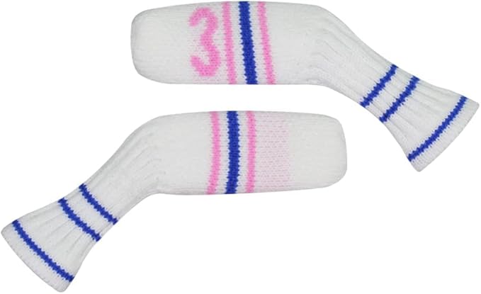 Scott Edward 1/7/10 Pcs Knitted Golf Club Head Covers for Irons Wedge Cuteness and Basically Socks Shape Washable Golf Club Head Protector on Classic Stripes Style，Double Sided Customization