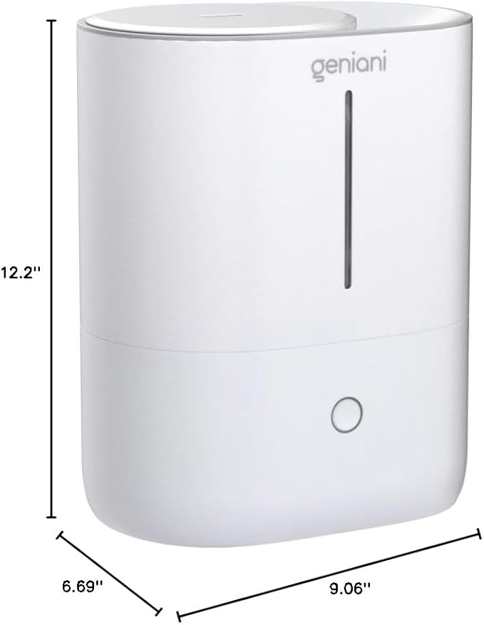 GENIANI Cool Mist Air Humidifiers for Bedroom, Plants, and Large Rooms - Quiet Humidifiers for Baby Room with Auto Shut Off & Night Light (3.9L, White)