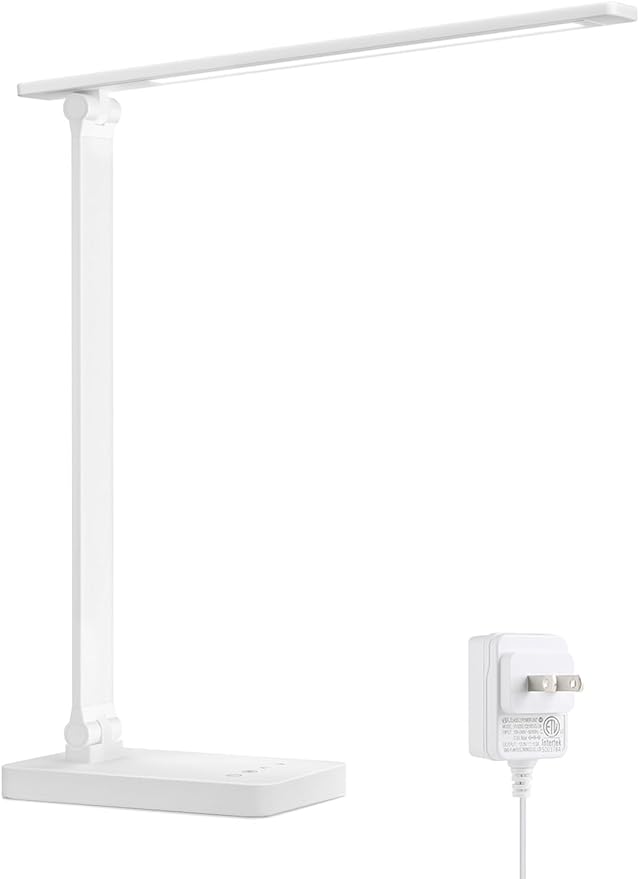 Lepro LED Desk Lamp 9.5W 800lm, Metal Desk Light for Home Office, White | 5 Colors 5 Brightness, Dimmable Task Light, Eye Caring, Home Office Desktop Lamp for Reading, Crafting, Sewing, Puzzle, Nail