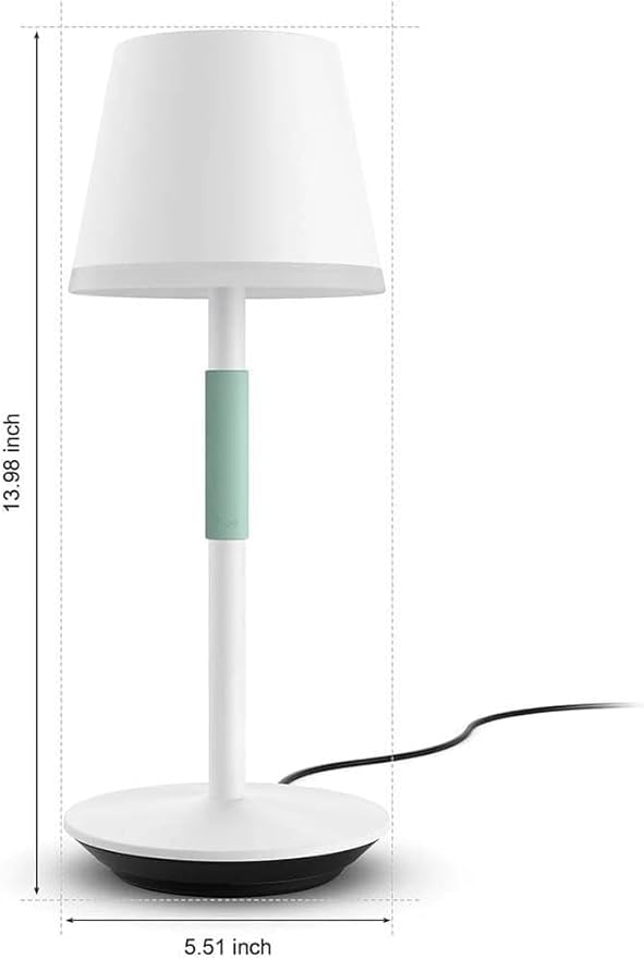 Philips Hue Go Smart Portable Table Lamp, White - White and Color Ambiance LED Color-Changing Light - 1 Pack - Indoor and Outdoor Use - Control with Hue App or Voice Assistant