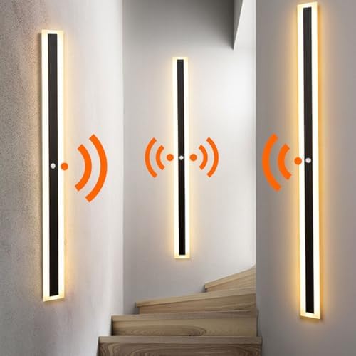 Modern LED Motion Sensor Wall Light - Rectangle Aluminum Sconce, 3000K/4500K/6000K Adjustable for Indoor Use, Ideal for Cabinet, Wardrobe, Office, Bedroom, Corridor Lighting