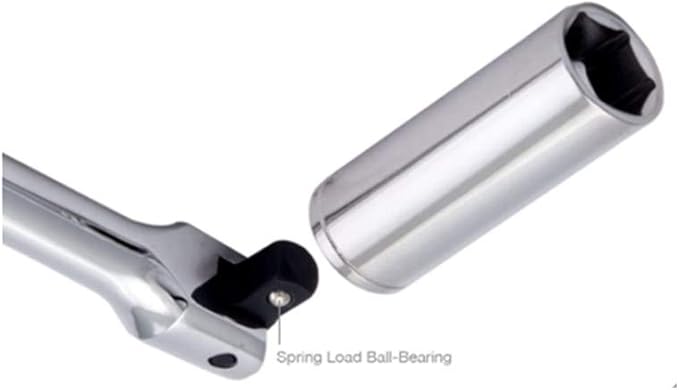 FLZOSPER 1/2-Inch Drive Premium Extension Breaker Bar | 18" Length | Heavy Duty CR-V Steel | 180° Rotating Flex Cr-Mo Head | Spring-Loaded Detent Ball Great for Automotives, Nuts and Bolts