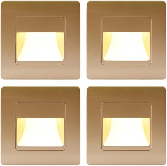 Recessed LED Stair Light Wall Lamp Motion Sensor Wall Lamp AC85-265V Step Lamp Corridor Lighting Indoor Wall Lighting 4PcsWarmWhite Gold