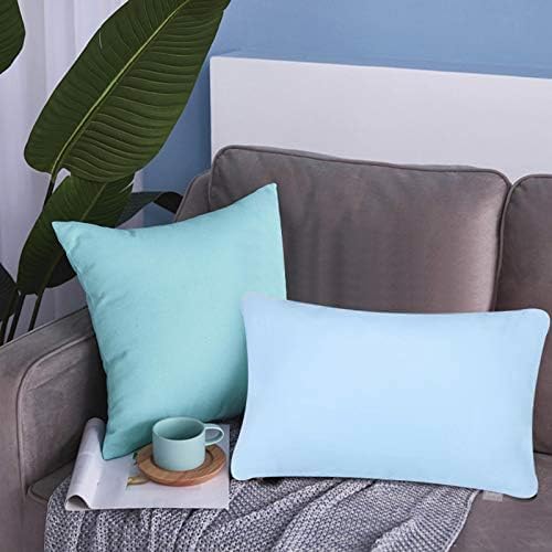4-Pack 100% Cotton Lumbar Comfortable Solid Decorative Throw Pillow Case,Thmyo Rectangle Cushion Cover Pillowcase Sublimation Blank Pillow Covers DIY Throw Pillowcase(12x20inch/30x50cm, Light Blue)