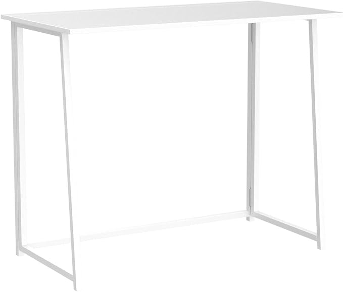 4NM 31.5" Small Folding Desk, Foldable Computer Home Office Desk, Study Writing Table for Small Space Saving Bedroom, Easy Assembly - All White