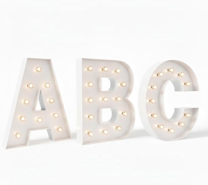 NEONSIGN Premium White Metal Marquee Letters for Wall Decor - 1.5ft to 4ft Large Light Up Alphabet & Numbers - Vintage Industrial LED Sign for Wedding, Party, Business Logo & Home Bar (48 INCHES)