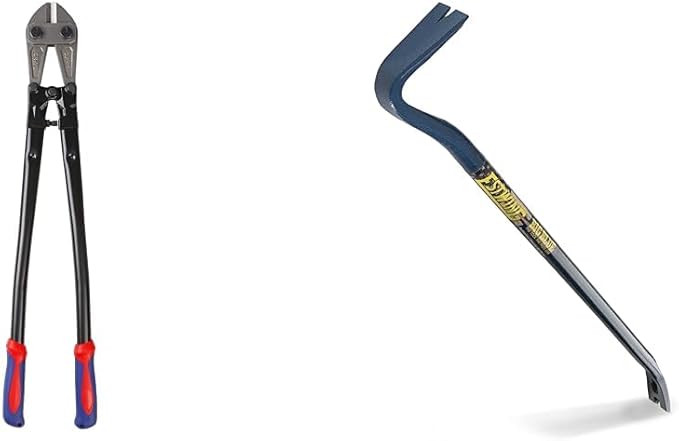 WORKPRO W017007A Bolt Cutter, Bi-Material Handle with Soft Rubber Grip, 30" & ESTWING Gooseneck Wrecking Bar PRO - 36" Pry Bar with Angled Chisel End & Forged Steel Construction