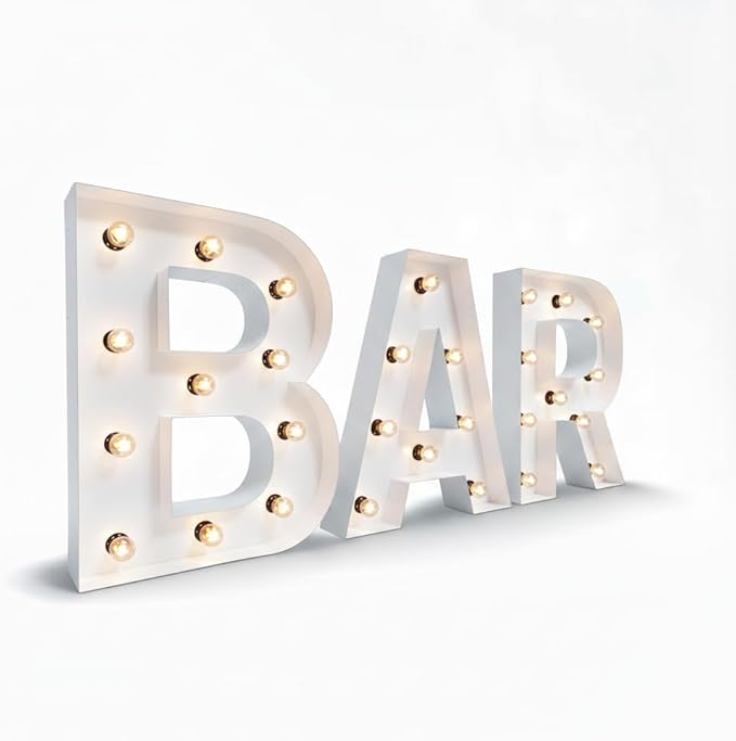 NEONSIGN Premium White Metal Marquee Letters for Wall Decor - 1.5ft to 4ft Large Light Up Alphabet & Numbers - Vintage Industrial LED Sign for Wedding, Party, Business Logo & Home Bar (24 INCHES)