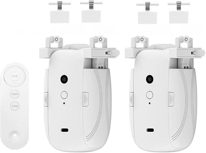 Smart Curtain Opener Automatic Curtain Opener and Closer Electric Curtain Opener Motor for Roman Rod/Tu-Rails Home Office Sleek Modern Design(1PC TU)(2PC TU)