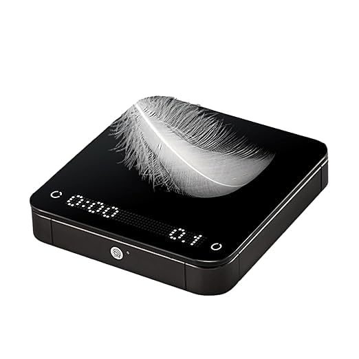 Portable Coffee Scale,Digital Touch Espresso Scale with with Timer,2kg/0.1g High Precision,Rechargeable 1800mAh Battery Tempered Glass Mirror