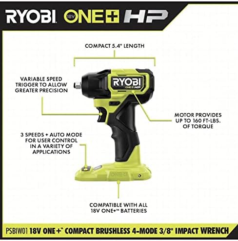 ONEAND HP 18V BRUSHLESS Cordless Compact 3/8 in. Impact Wrench Tool ONLY