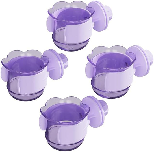 2pcs/4pcs PET Bird Bowls with Clamp, Bird Cage Feeder, Durable Water Bowl, Feeding Cups, Water Feeder for Cockatiel, Parakeet, Macaw, Finches, Lovebirds, Small Animals Gray (Purple, 4pcs)