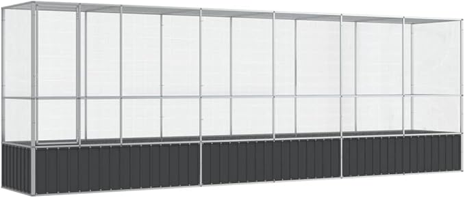 Outdoor Aviary Bird Cage, Galvanized Steel Outside Ample Activity Space Birdcage, 246.7"x42.1"x83.5", -264