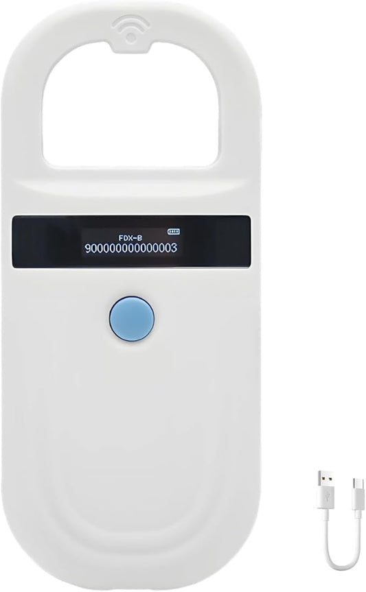 Bosreroy Handheld Pet Microchip Scanner, Emid Fdx-B Compatible 134.2Khz Reader, OLED Display, 0-15 Cm Reading Range, for Pet Tracking