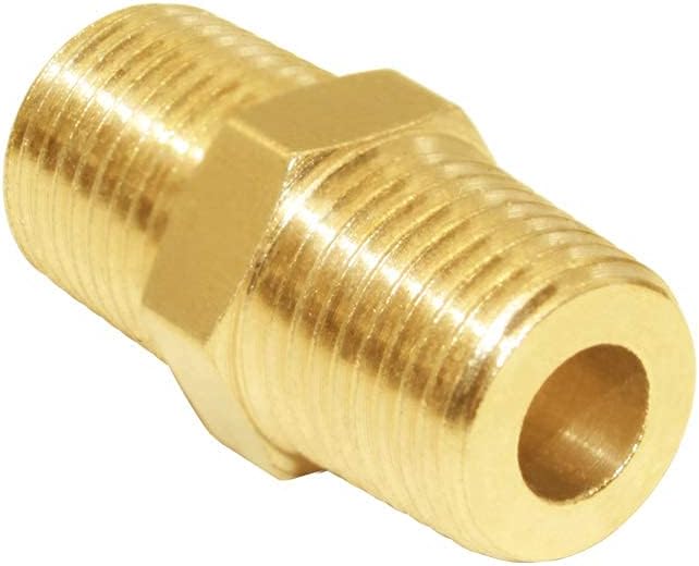 Joywayus Hex Nipple 1/8" Male x 1/8" Male NPT SolidBrass Threaded Straight PipeNipple Fittings for Brew Kit Home Piping (Pack of 5)