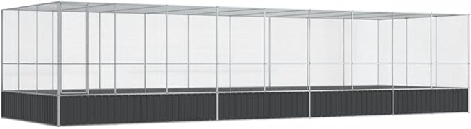 Steel Aviary with Extension, Large Flight King Bird Cage for Cockatiels African Grey Quaker Amazon Sun Parakeets Green Cheek Conures Pigeons Parrot Bird Cage, 366.9"x120.9"x83.5",-117