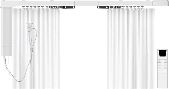 Motorized Curtain Rods with Remote | Matter-Certified WiFi Electric Curtains Compatible with Apple Home, Alexa, Google Assistant, SmartThings | Automatic Curtain Opener (7.1m (279.5inch))